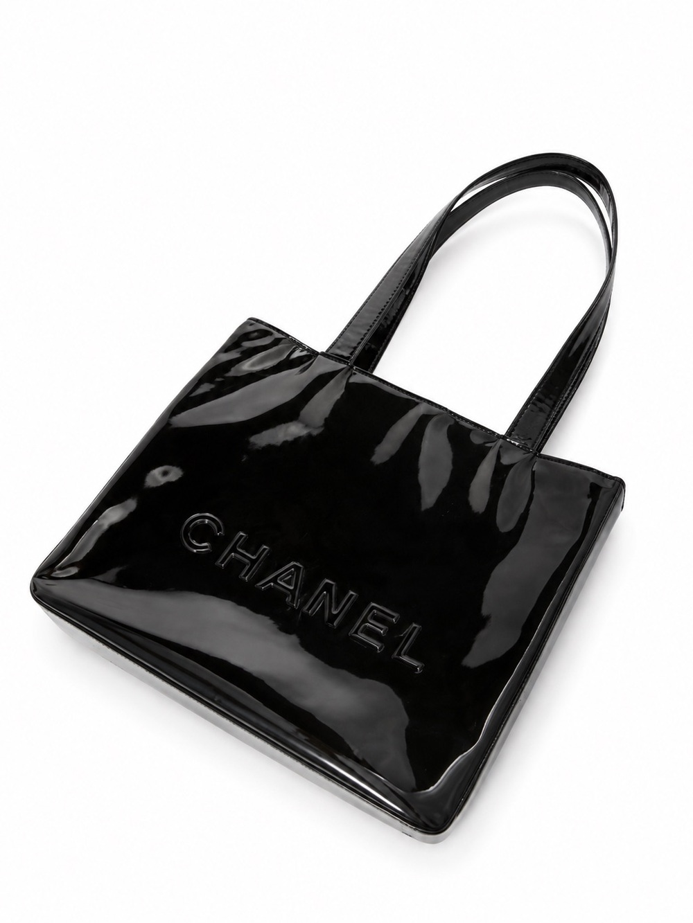 Chanel Logo Patent Leather Tote Bag